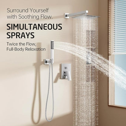 KES Shower Faucet with 10-Inch Rain Shower Head with Handheld Spray, Pressure Balance System with cUPC Certified Valve Polished, XB6230F18-CH
