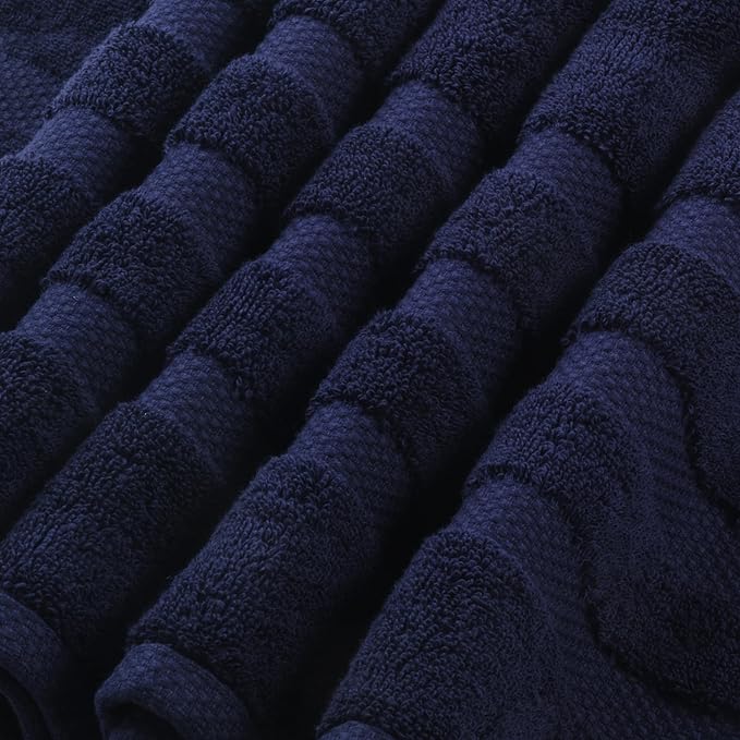 SOFE H&L | Olea Luxury Turkish Cotton Bath Towels Set of 3 : 1 Bath Towel, 1 Hand Towel, 1 Wash Cloths, Navy |Thick, Premium, Soft, Durable, Absorbent - Hotel Quality Towel Sets for Bathroom