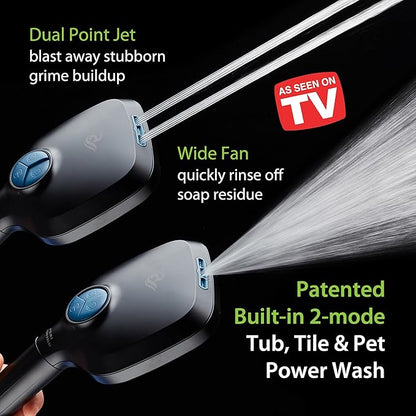6-way High Pressure 82 Spray Mode Filtered Showerhead Combo - Handheld Shower Head Filters Chlorine to Heal Dry Skin, Revive Hair - Dual Power Wash Cleans Tub, Tile, Pets - Hard Water Softener, Black