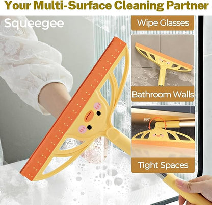 3-in-1 Bath&Kitchen Cleaning Set,Waterproof Bag, Multi-Purpose Glass Squeegee,Hair Catcher,Suction Cup Shower Head Holder for Deep Cleaning Kitchen, Bathroom, Glass, Grout, Sink, Corner, Tight Spaces