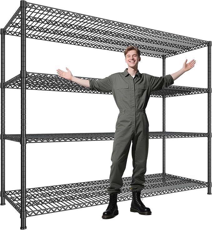 2500 LBS Shelf Storage Shelves 68.1" W Wire Shelving Unit, Garage Shelving Heavy Duty, Adjustable Metal Shelving for Garage, Pantry, Kitchen, Basement, Business 68.1" W x 20.9" D x 70.9" H