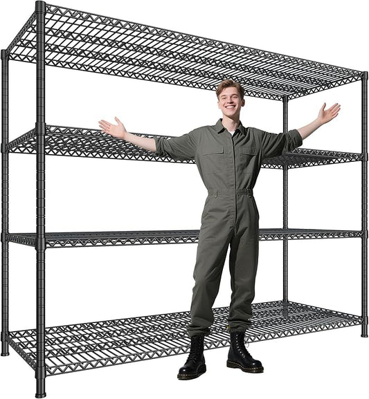 2500 LBS Shelf Storage Shelves 68.1" W Wire Shelving Unit, Garage Shelving Heavy Duty, Adjustable Metal Shelving for Garage, Pantry, Kitchen, Basement, Business 68.1" W x 20.9" D x 70.9" H