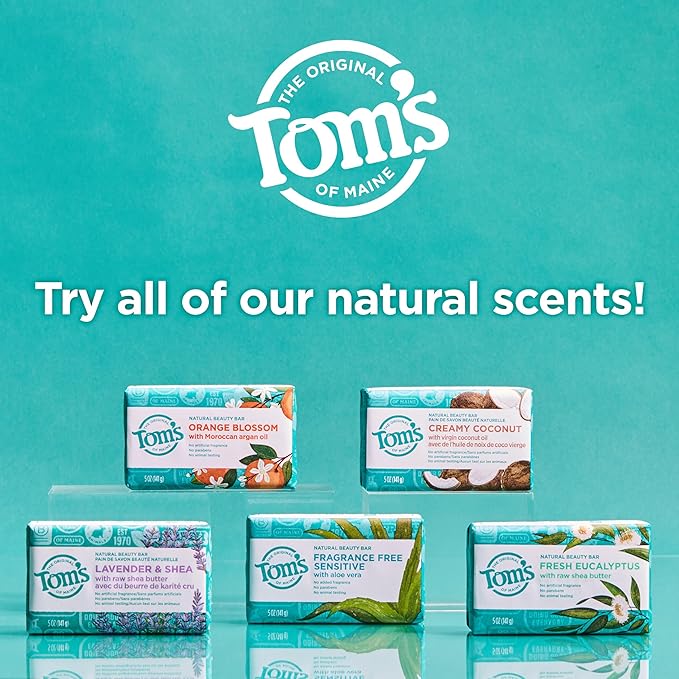 Tom's of Maine Natural Beauty Bar Soap, Creamy Coconut With Virgin Coconut Oil, 5 oz. 6-Pack (Packaging May Vary)