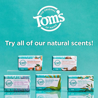 Tom’s of Maine Natural Beauty Bar Soap For Women and Men, Fragrance Free, Sensitive Skin, 5 oz Bar (Pack of 6)