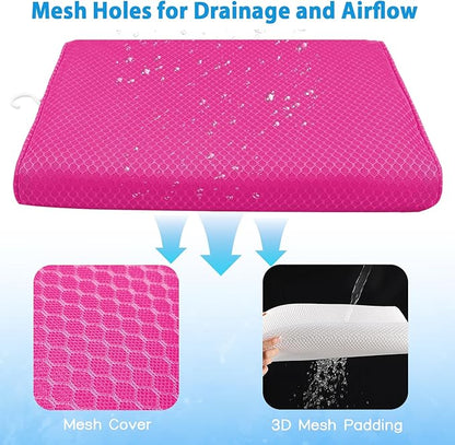 AEROiVi Shower Seat Cushion for Shower Chairs, Transfer Benches in Bathtub, Cushion for Sauna, 3D Mesh Pad with Hook, Slip-Resistant, Design for Elderly, Senior, Handicap Disabled