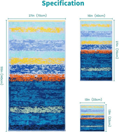 SEMAXE 18-Pack Bath Towel Set Include 6 Bath Towels, 6 Hand Towels, 6 Wash Cloths, 100% Cotton Bathroom Towels with Hanging Loops, Soft & Absorbent Towel, Colorful Towel