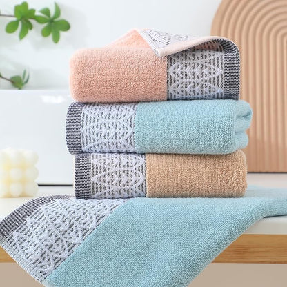 3 Pack Leaf Print Hand Towels, Decorative Cotton Soft & Highly Absorbent Towels Set for Bathroom, Face Spa, Kitchen, 13 x 30 Inches (Blue Beige Pink - 3 Pack)