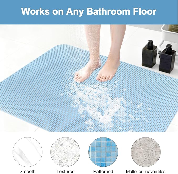 Non Slip Shower Mat: 35"x24" Extra Large Shower Mats for Inside Shower,Trimmable PVC Anti Slip Shower Stall Mats, No Odor, Quick Drying Shower Mats for Floor, Bathroom, Home, Kitchen, Hotel