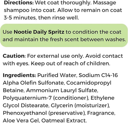 Nootie - Oatmeal Pet Shampoo for Sensitive Skin - Revitalizes Dry Skin & Coat - Natural Ingredients - Gentle Shampoo - Cleans & Conditions