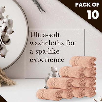 HALLEY Turkish Cotton Towels (Pack of 10) Washcloths Super Soft Highly Absorbent 100% Cotton Fingertip Towels for Bathroom and Kitchen for Mother’s Day (Peach)