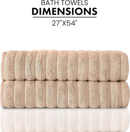 Classic Turkish Towels CTT Premium 2 Pack Bath Towels Set, Made with 100% Turkish Cotton, Spa & Hotel, Quick Drying Towels, Absorbent & Comfy | 27"x54" (Almond Beige)