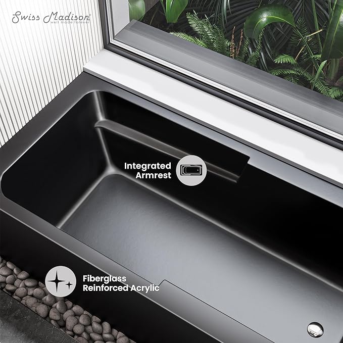 Swiss Madison Well Made Forever SM-AB540MB Voltaire Skirted Alcove Bathtub, 60" x 30", Matte Black