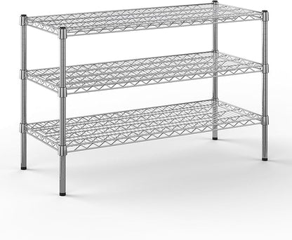 18" Deep x 42" Wide x 27" Height Wire Shelving Kit | 3-Tier | NSF Commercial Storage Rack Unit