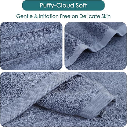Wash Cloths 6 Pack, Super Soft and Gentle Face Towel on Sensitive Skin, Reusable Makeup Remover Eraser, 13x13 inch Large Washcloths for Face and Body, Easy to Clean Slate Blue Facial Cleaning Cloths