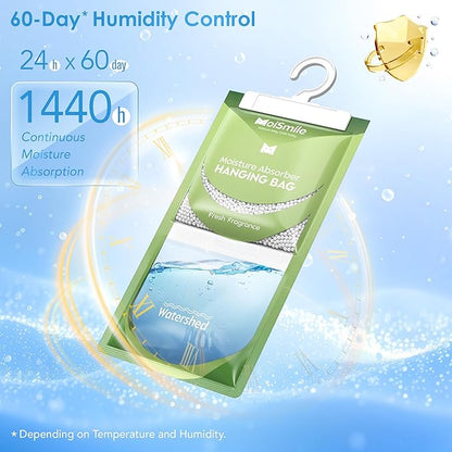 Moisture Absorbers 30 Pack Fresh Fragrance, Hanging Closet Dehumidifier Bags, Humidity Absorber, Compact Eliminates Odors Humidity Packs for Car, Bathroom, Bedroom, Basement, 9.8OZ