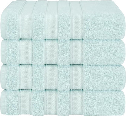 American Soft Linen Salem 100% Cotton Turkish 4 Piece Bath Towels for Bathroom, 600 GSM Soft Absorbent Quick Dry Bath Towel Set, Mint