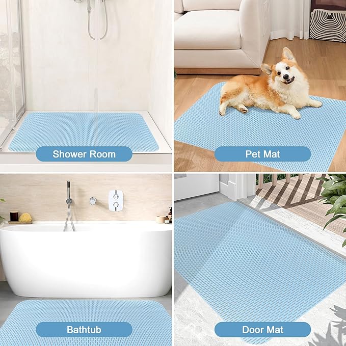 Non Slip Shower Mat: 35"x24" Extra Large Shower Mats for Inside Shower,Trimmable PVC Anti Slip Shower Stall Mats, No Odor, Quick Drying Shower Mats for Floor, Bathroom, Home, Kitchen, Hotel