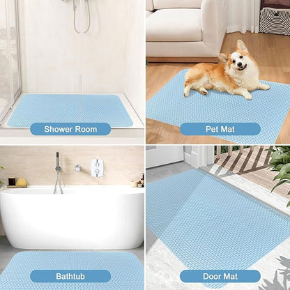Square Shower Mat: 32"x32" Extra Large Non Slip Shower Mats for Inside Shower, Trimmable PVC Anti Slip Shower Stall Mats, Quick Dry Stand Up Shower Mat for Elderly, Kids