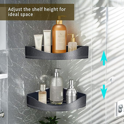 Luxury Corner Shower Shelves, 2-Tier Corner Caddy Organizer for Bathroom Toilet Kitchen, Rustproof Metal Shower Shelf Holder (Black)
