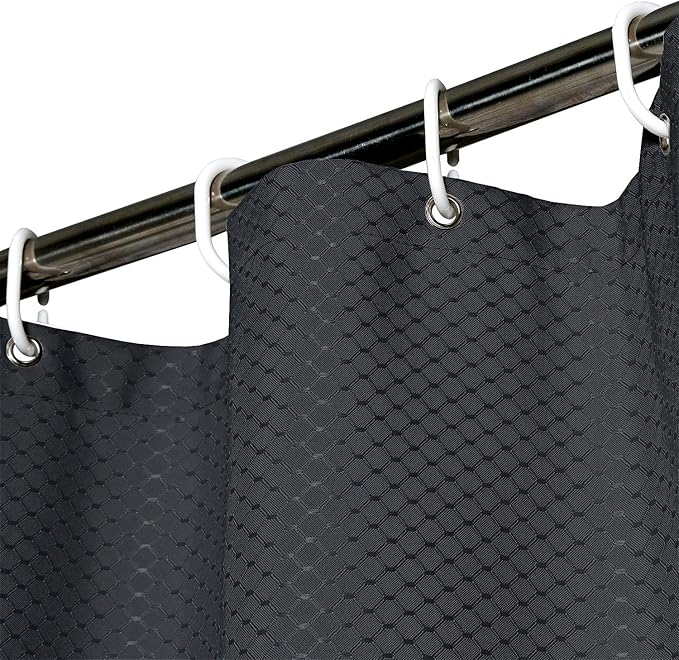 AooHome Extra Long 72x86 Inch Shower Curtain, Polyester Waffle Weave Design Bath Curtain with Hooks, Weighted Hem, Heavy Weight, Water Repellent, Charcoal