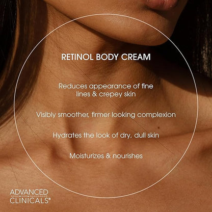 Advanced Clinicals Retinol Body Lotion & Face Moisturizer | Visible Anti Aging Skin Care Retinol Body Cream For Women & Men Targets Look Of Fine Lines, Wrinkles & Crepe Looking Dry Skin, 16OZ, 2-Pack