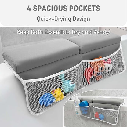 Baby Bath Kneeler and Elbow Rest Pad Set - Non-Slip Quick Dry Bath Kneeling Pad and Bath Elbow Rest Pad with Pockets for Baby Bath Essentials