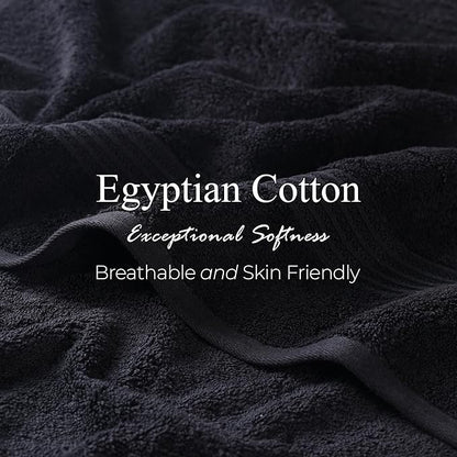 Superior Egyptian Cotton 2-Piece Bath Sheet Towel Set, Oversized Body Towels For Adults And Kids, Large Towel For Bath, Shower, Guest Bathroom, Spa, Gym, Resort, Essentials, Airbnb, Black