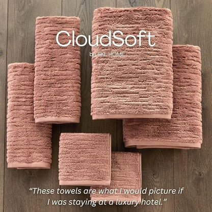 SKL Home CloudSoft Cotton Luxury 4-Piece Washcloth Set, Clay