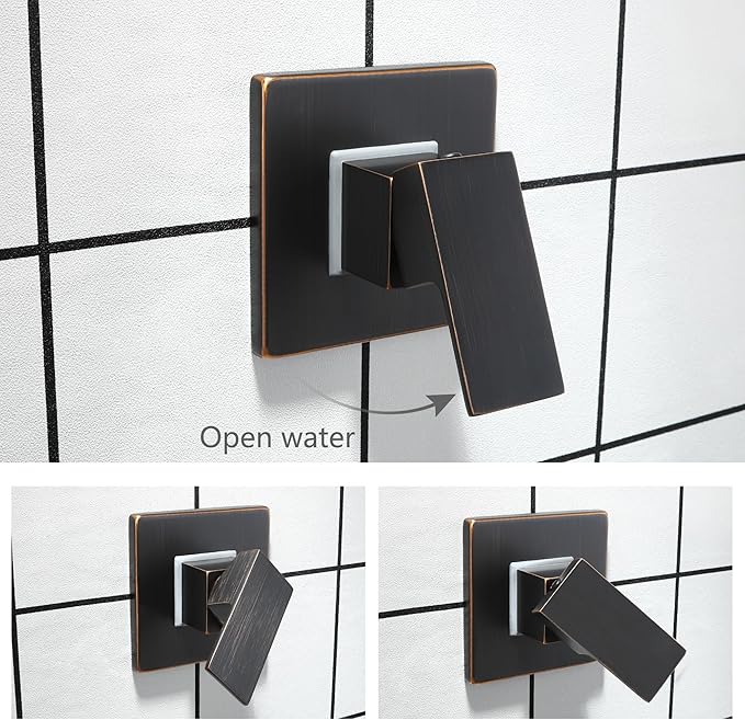 SKOWLL Single Function Shower Handle Valve Trim Kit, Wall Mount Tub Control Valves, Rough-In Single Handle Oil Rubbed Bronze Shower Valve