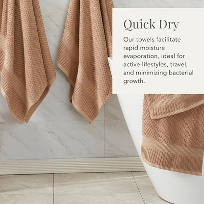 NY Loft 100% Cotton Towel Set 6 Piece Towel Set | Super Soft & Absorbent Quick-Dry 2 Bath Towels 2 Hand Towels & 2 Washcloths |Textured and Durable Cotton | 6 Piece Set, Light Taupe