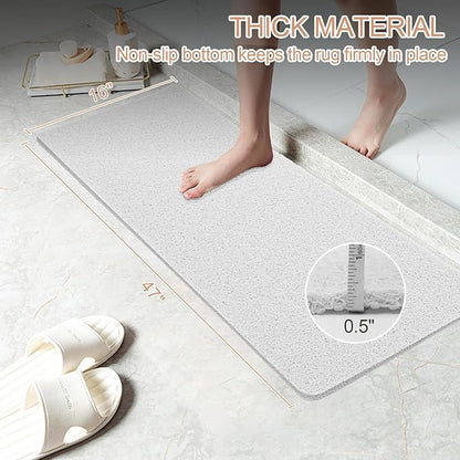 Joyhalo Bathtub Mat Non Slip, Bath Mat for Tub, Shower Mats for Inside Shower, 47x16 Inch, PVC Loofah Bathroom Mats for Wet Areas, Quick Drying, Grey