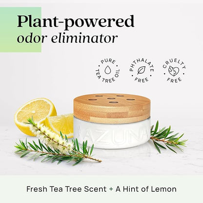 Azuna Air Freshener and Odor Eliminator for Strong Odor Gel 12oz Refill Pouch with Tea Tree Oil | Plant-Based & Long Lasting | Pet, Smoke, Home and Bathroom | Natural Scent | Last 60-90 Days