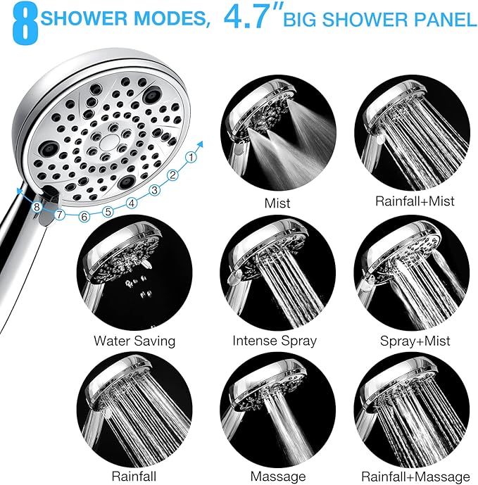Filtered Shower Head Combo, Includes 20 Stage Shower Filter Head, High Pressure Handheld Spray Showerhead, Hose, Shower Arm Mount Holder, for Hard Well Water Chlorine, Chrome (S20)
