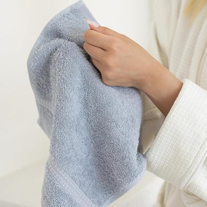 100% Turkish Cotton Towel Set of 6 - Soft, Plush & Super Absorbent - Premium Set with 2 Bath Towels, 2 Hand Towels, and 2 Washcloths - Made in Turkey (Baby Blue, 6-Piece Towel Set)