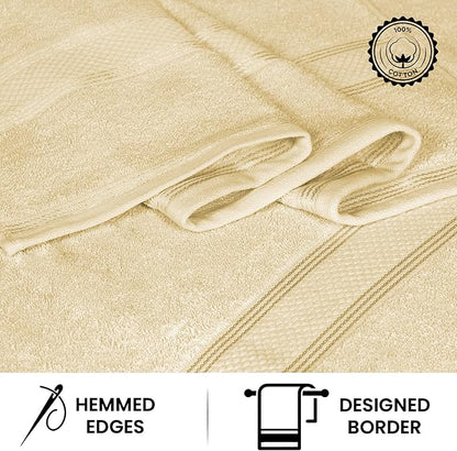 Casa Lino 100% Cotton Bath Towels Set of 4 (1 Bath Towel, 1 Hand Towel & 2 Wash Cloths) - Bathroom Towels and Washcloths Set - Complete Bathroom Set - Guest Room Essentials - (Linen Brown)
