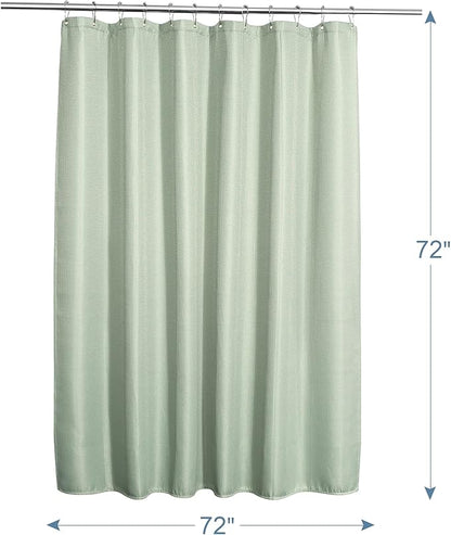 AmazerBath Sage Green Shower Curtain Fabric, Waffle Shower Curtain Cloth, Heavy Duty 240GSM, Hotel Quality Bathroom Shower Curtains, 72 x 72 Inches