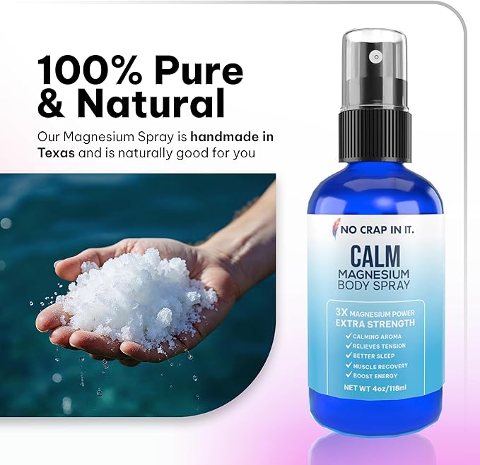 No Crap In It Calm Magnesium Spray Triple Magnesium Power: All Natural Magnesium Chloride, Glycinate, Sulfate-4oz