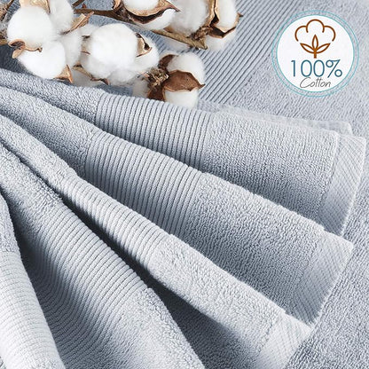 Hearth & Harbor Bath Towels for Bathroom - 100% Ring Spun Cotton Luxury Bathroom Towels - Ultra Soft & Highly Absorbent, Bath Towels Set of 10 - Ice Blue