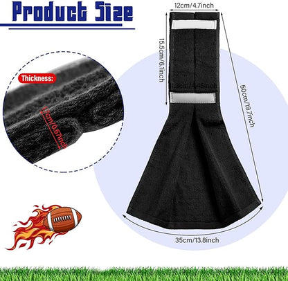Shimeyao 2 Pcs Cotton Sports Football Towel with Closure Pitching Football Sweat Towel for Sports Gym Men Women Accessories(Black,Classic)