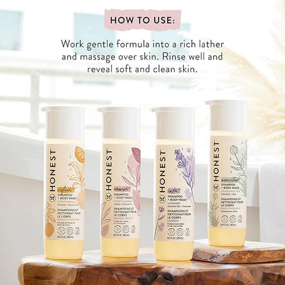 The Honest Company 2-in-1 Cleansing Shampoo and Body Wash Face Lotion Bundle Gentle for Baby Naturally Derived Sweet Almond Nourish 18.5 fl oz