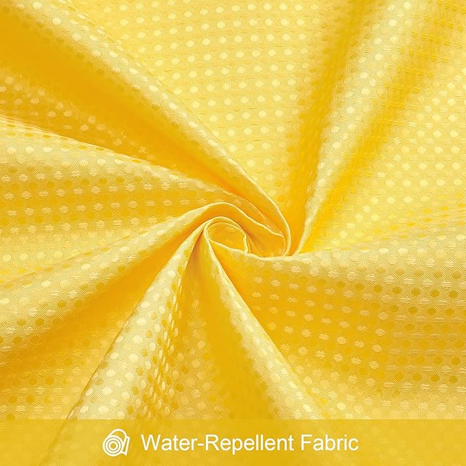 3 in 1 Long Yellow Shower Curtain Set-72 W x 78 H, Modern Waffle and PEVA Liner Set with 12 Stainless Steel Hooks, Waterproof Fabric for Bathroom