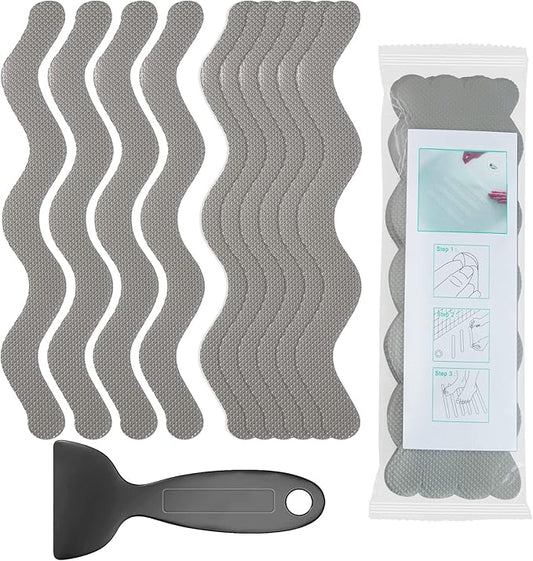 Non Slip Bathtub Stickers Set of 30, Bath Stickers Non Slip with Premium Scraper, Safety and Waterproof Bath Tub Slip Stickers for Bathtub, Shower, Pool, Ladder (Gray)