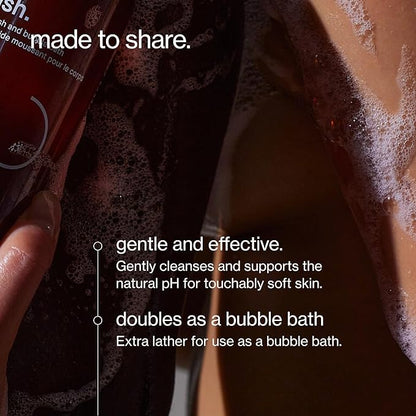 Maude Wash pH Balanced Moisturizing Body Wash & Bubble Bath - Unisex Sandalwood & Eucalyptus Shower Gel With Vitamin C - Full Body Skin Care Products & Bathtub Accessories - No.3 Green Room (12 fl oz)