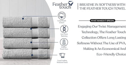Delara Organic Cotton Luxuriously Plush Bath Towel Pack of 4 | GOTS & OEKO-TEX Certified | Premium Hotel Quality Towels | Feather Touch Technology|650 GSM Long Staple|Soft, Quick Dry & Ultra-Absorbent
