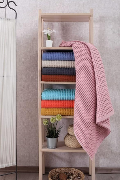 sea me at home Waffle Bath Sheet 100% Turkish Cotton - Large Bath Towel (34x67 Inches) Luxurious Spa Towel for Bath, Beach, or Pool Time
