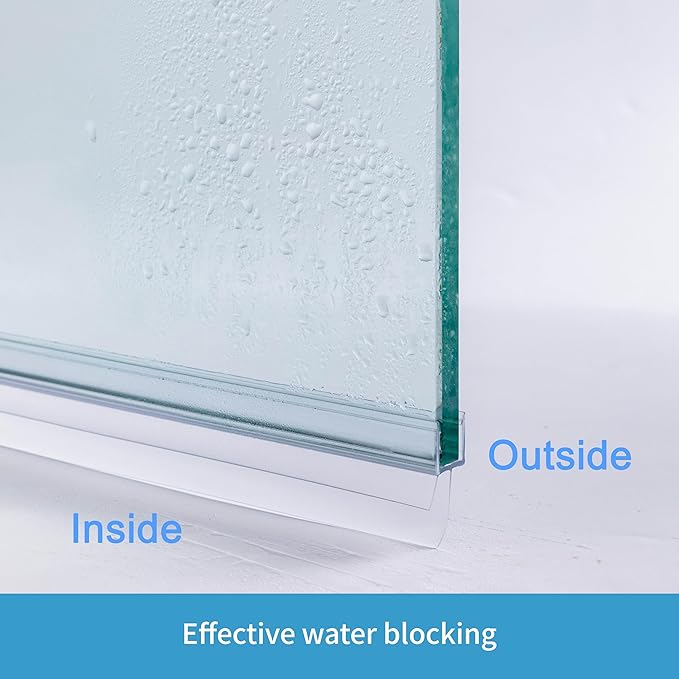 Shower Door Bottom Seal 2-Pack 3/8" x 39" Frameless Glass Shower Door Seal Strip Stop Leaks Create a Water Barrier with Extra Long Lip Covers up to 0.787" (20mm) Gap Replacement Bottom Seal