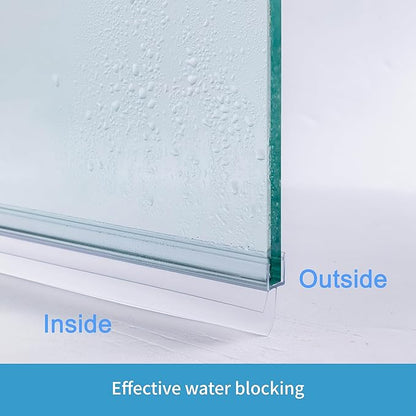 Shower Door Bottom Seal 2-Pack 3/8" x 39" Frameless Glass Shower Door Seal Strip Stop Leaks Create a Water Barrier with Extra Long Lip Covers up to 0.787" (20mm) Gap Replacement Bottom Seal