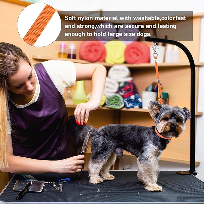 Pet Dog Grooming Loop, Nylon Restraint Noose Adjustable Fixed Dog Cat Safety Tether Straps Dog Grooming Supplies for Pet Grooming Table Bathtub 22 Inches - 4 Pack Orange