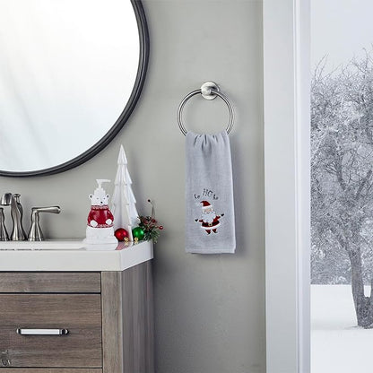 SKL Home Christmas/Winter Santa Hand Towel 2pc Set for Bath/Kitchen & Gift, Gray