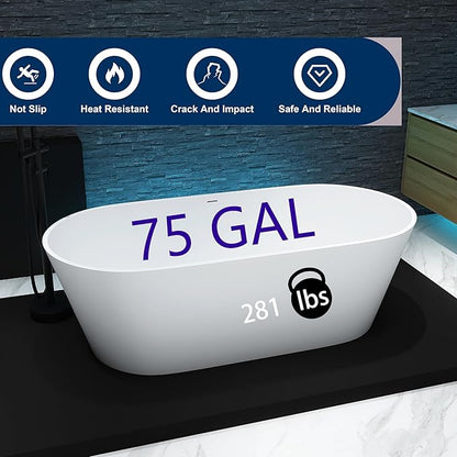 63'' Freestanding Bathtub Solid Surface Matte Bathroom Bathtub Soaking Tubs Resin Stone Bathtubs Oval Soak Tubs with Overflow and Pop-up Drain - White…